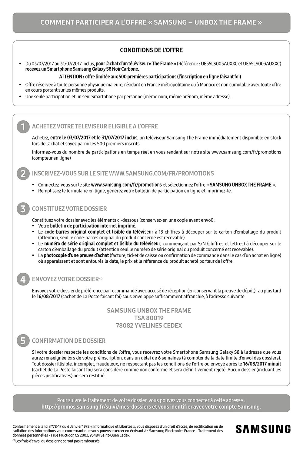 bulletin de participation samsung s8